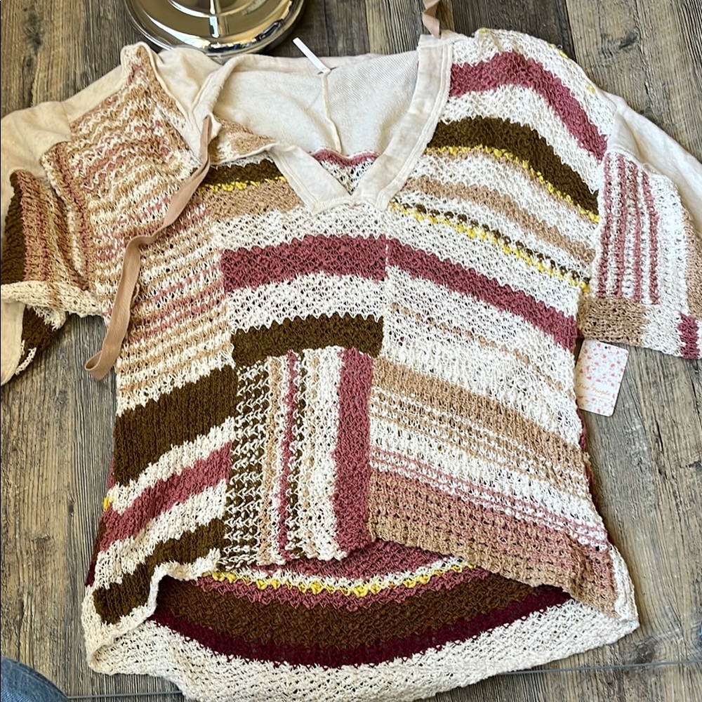 Free People Multicolor Patchwork Sweater
